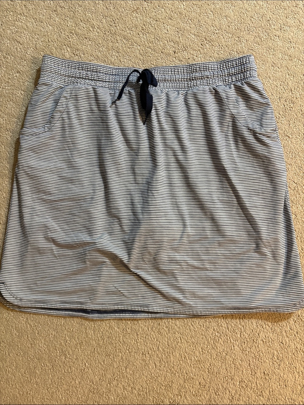 Duluth Trading Co.  Drawstring Knit Stripe Skort- Blue & White